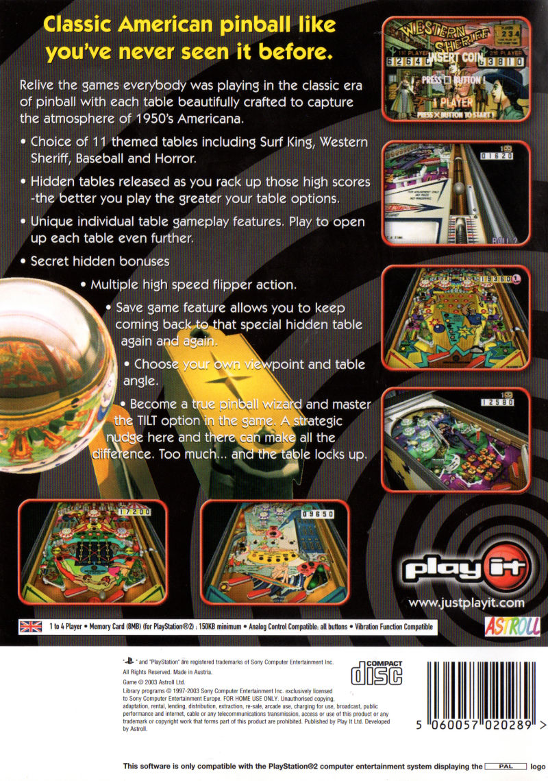 Pinball — Box back