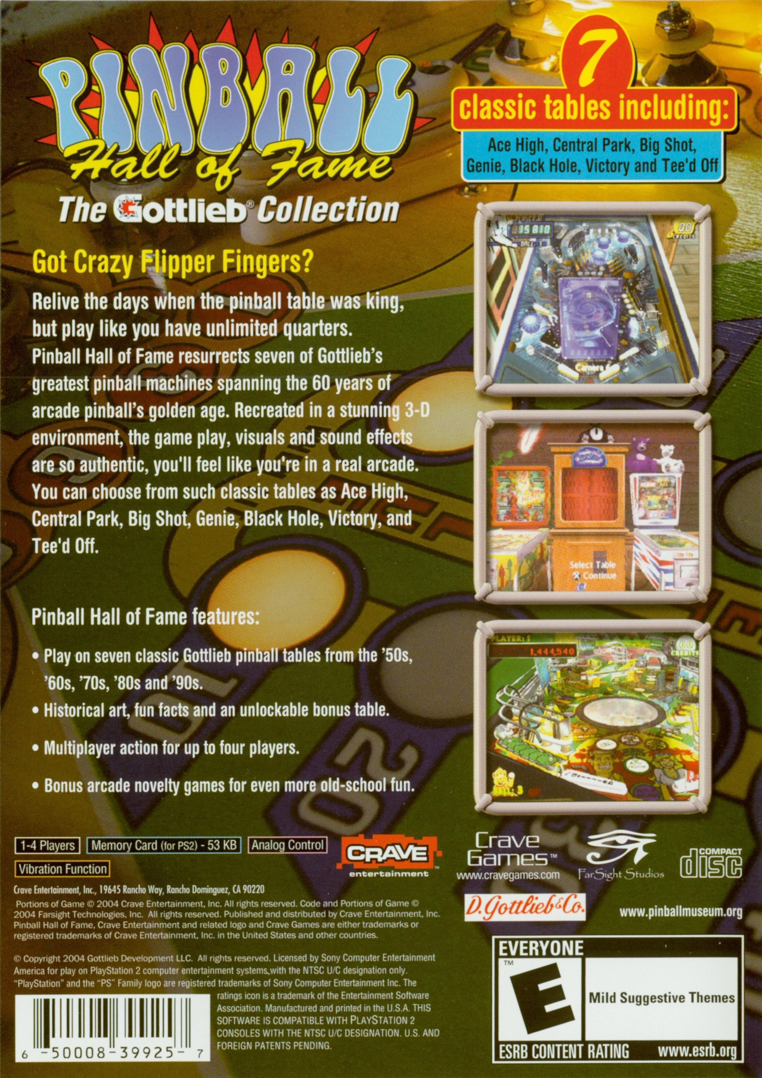 Pinball Hall of Fame : The Gottlieb Collection — Box back