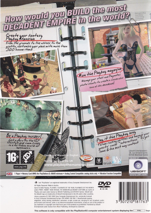 Playboy : The Mansion — Box back
