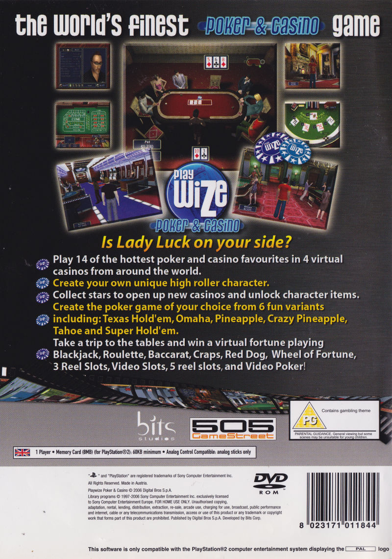 Playwize Poker & Casino — Box back
