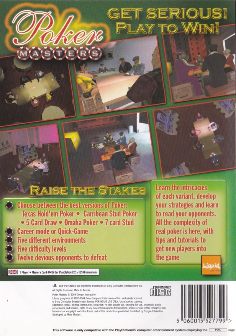 Poker Masters — Box back