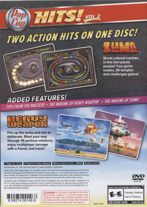 PopCap Hits! Vol. 2 — Box back