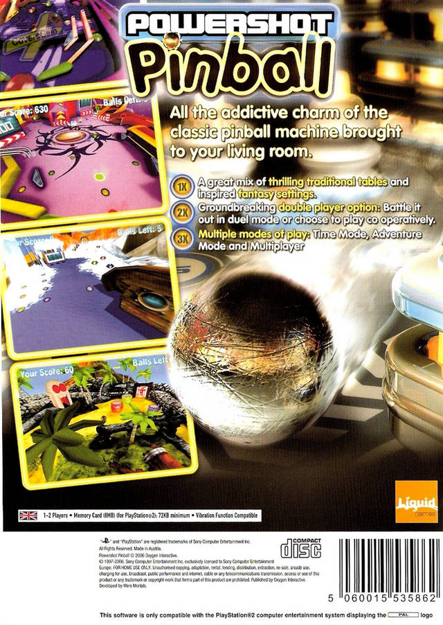 Powershot Pinball — Box back