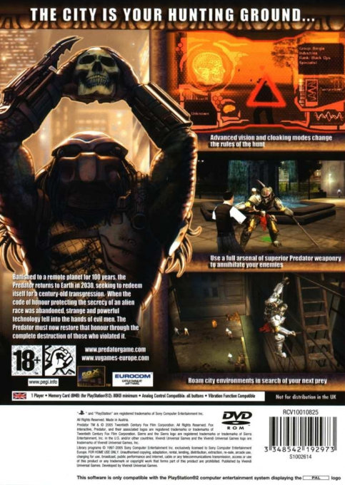 Predator : Concrete Jungle — Box back
