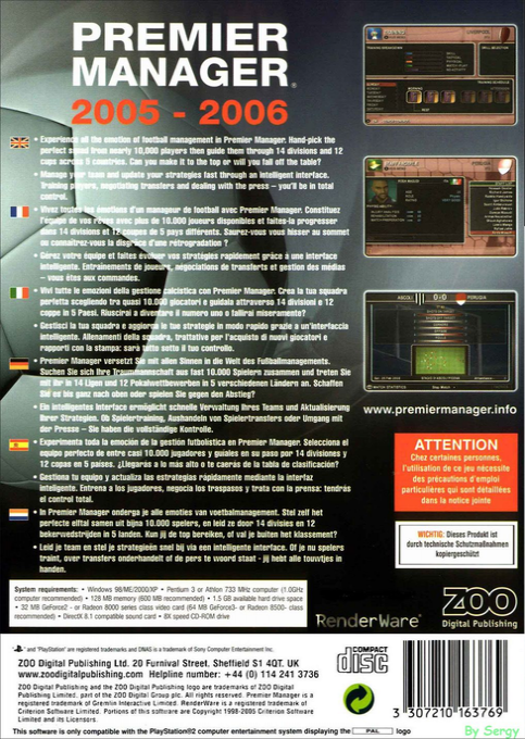 Premier Manager 2005-2006 — Box back
