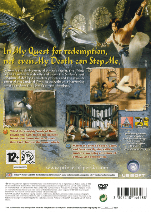 Prince of Persia : The Sands of Time — Box back