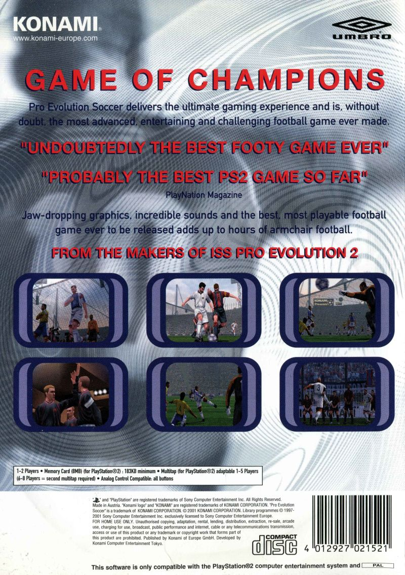 Pro Evolution Soccer — Box back