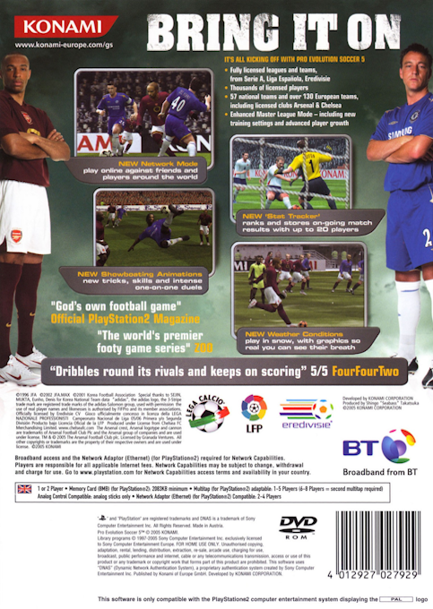 Pro Evolution Soccer 5 — Box back
