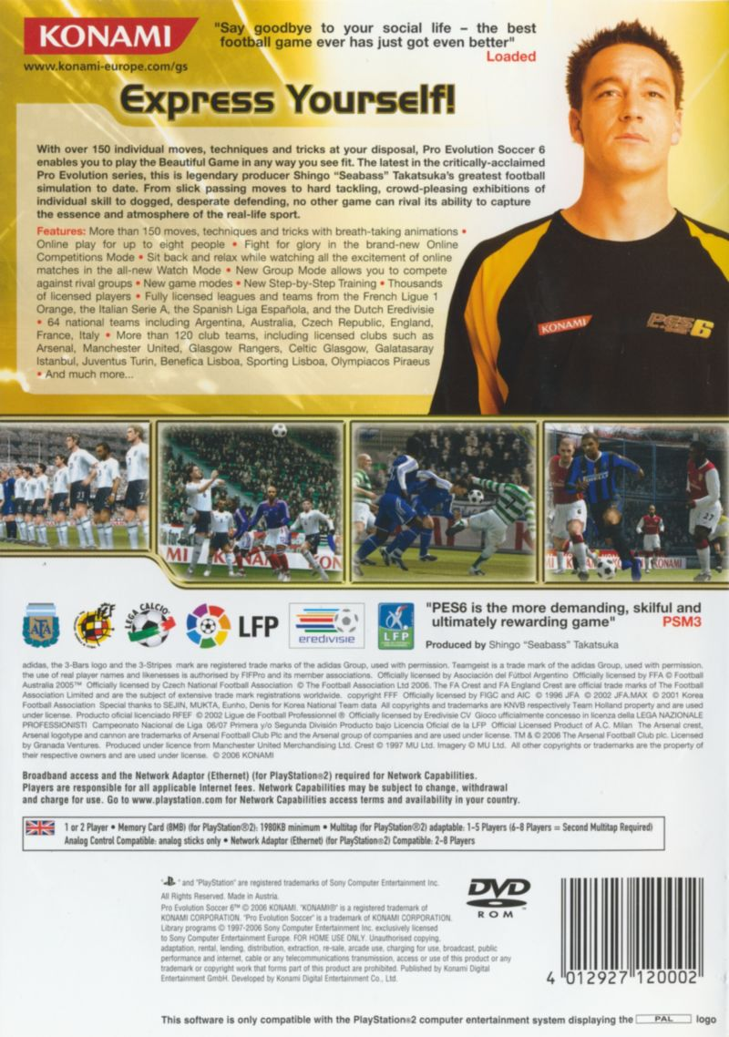 Pro Evolution Soccer 6 — Box back