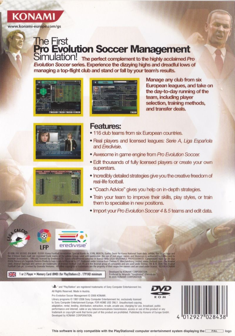 Pro Evolution Soccer Management — Box back