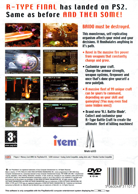 R-Type Final — Box back
