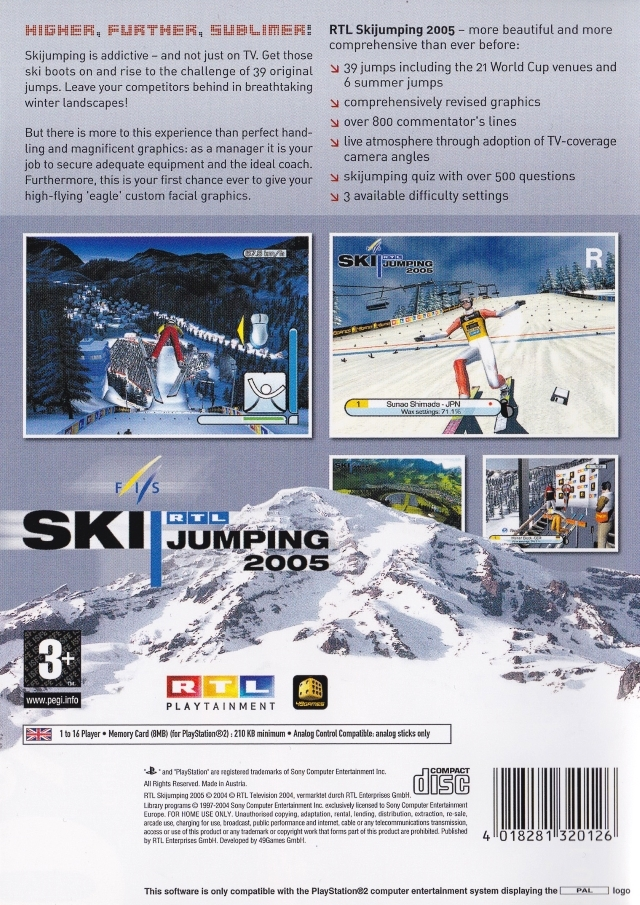 RTL Ski Jumping 2005 — Box back