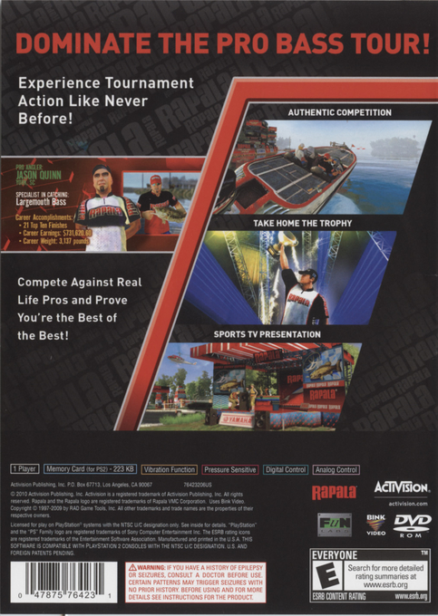 Rapala Pro Bass Fishing — Box back