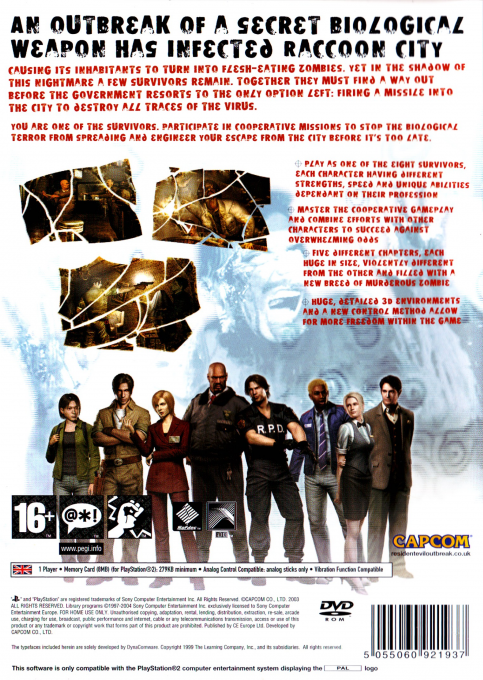 Resident Evil : Outbreak — Box back