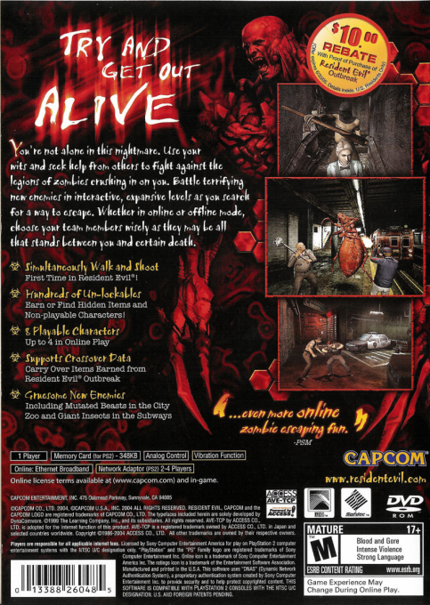 Resident Evil : Outbreak, File #2 — Box back