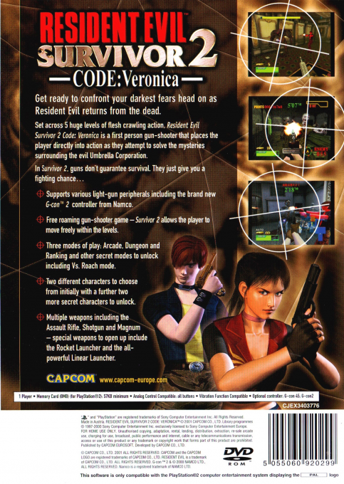 Resident Evil : Survivor 2, Code, Veronica — Box back