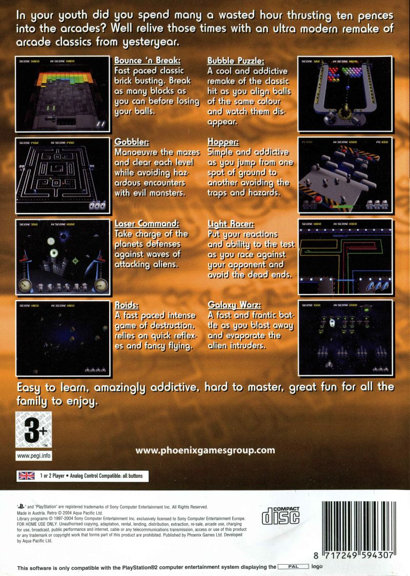 Retro Classics : 8 Arcade Classics from Yesteryears — Box back
