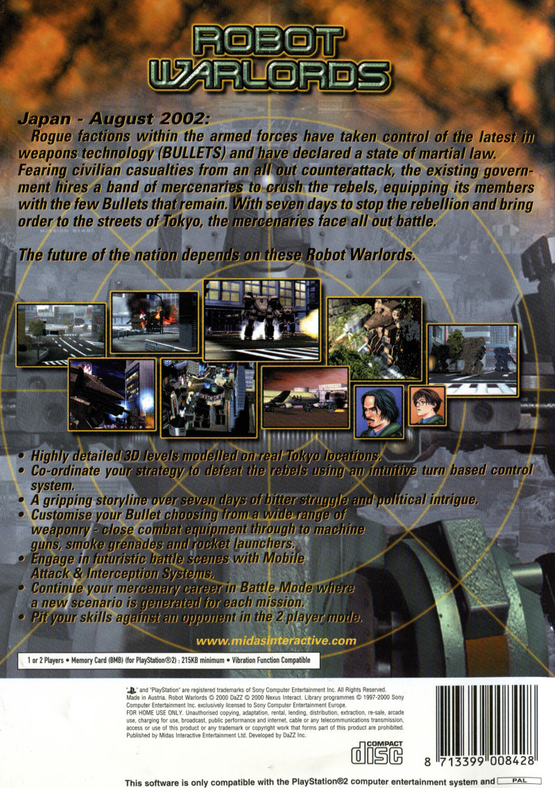 Robot Warlords — Box back