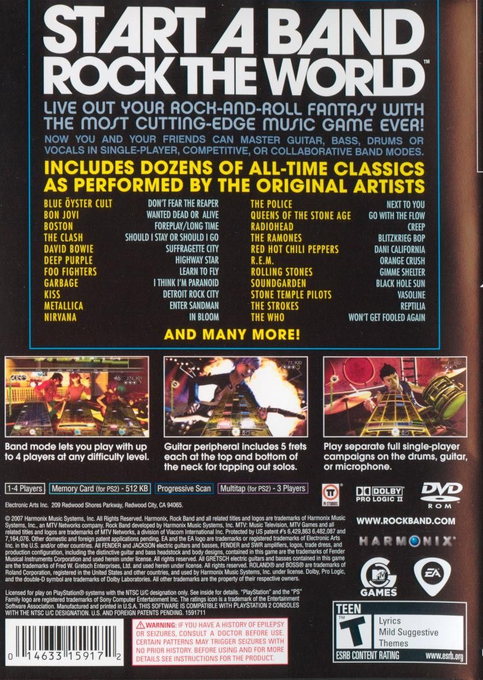 Rock Band — Box back