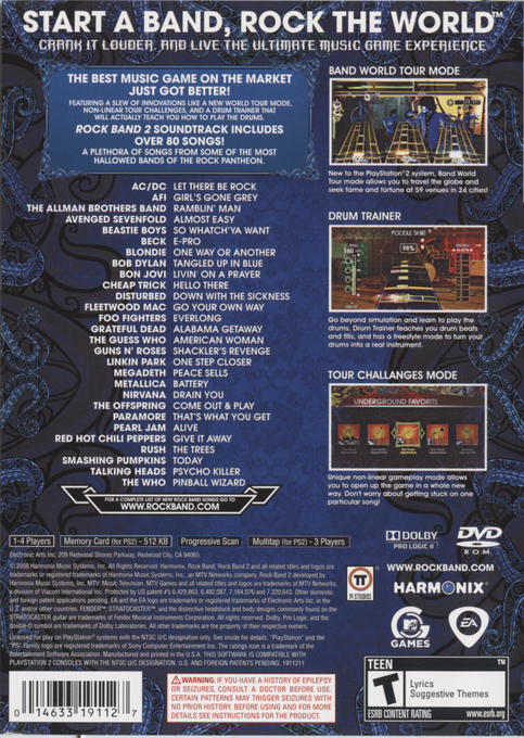 Rock Band 2 — Box back