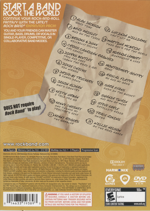 Rock Band : Country Track Pack — Box back