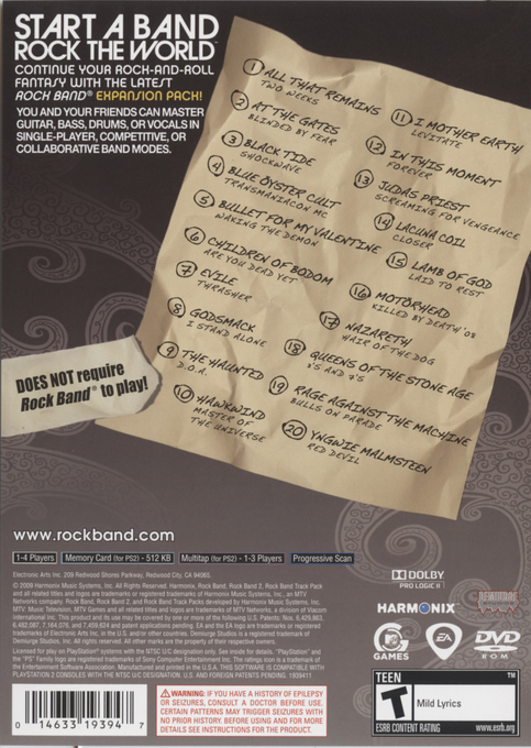 Rock Band : Metal Track Pack — Box back