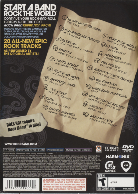 Rock Band : Song Pack 1 — Box back