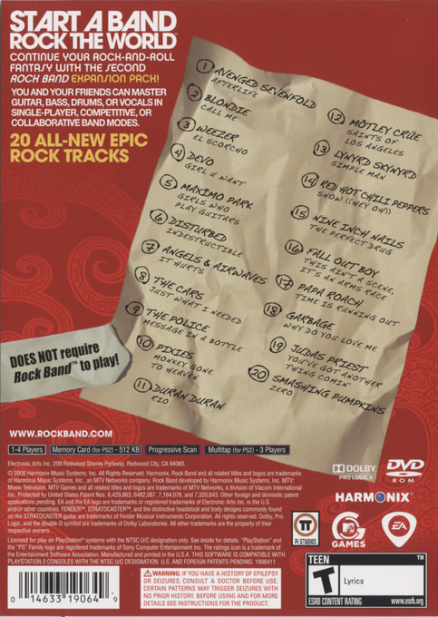Rock Band : Song Pack 2 — Box back