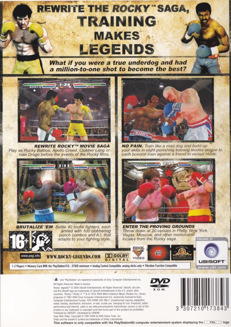 Rocky Legends — Box back
