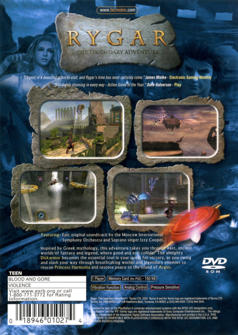 Rygar : The Legendary Adventure — Box back