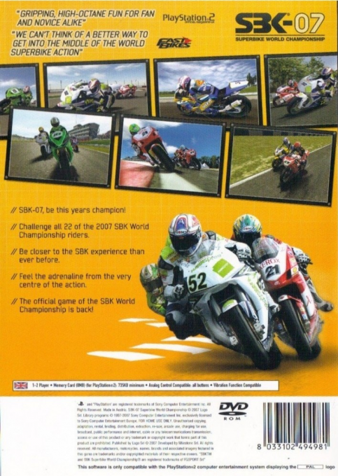 SBK-07 : Superbike World Championship — Box back