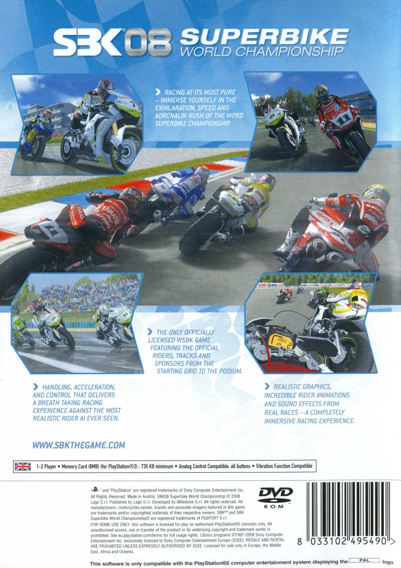 SBK 08 : Superbike World Championship — Box back