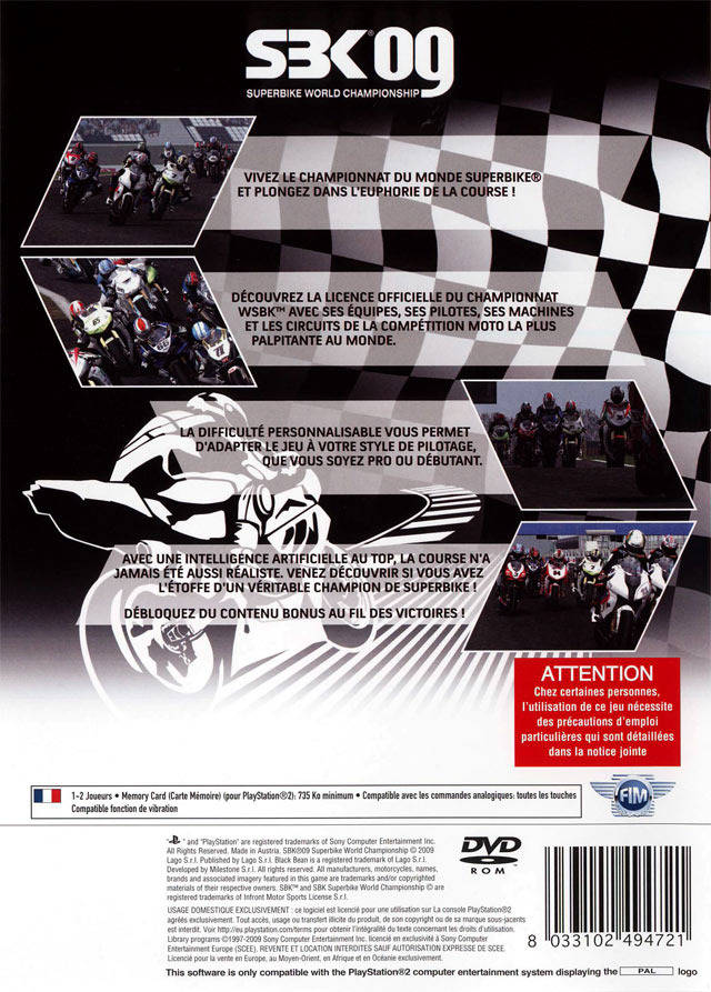 SBK 09 : Superbike World Championship — Box back
