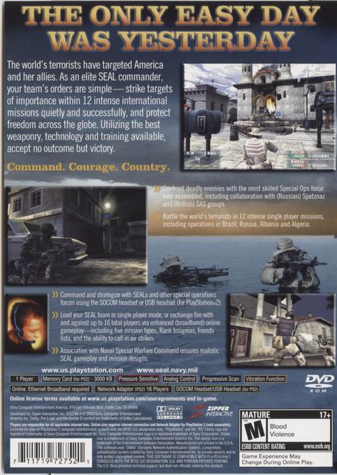 SOCOM II : U.S. Navy SEALs — Box back
