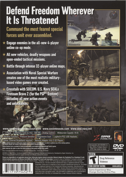 SOCOM : U.S. Navy SEALs, Combined Assault — Box back
