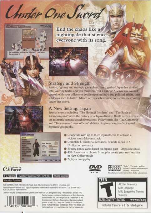 Samurai Warriors 2 : Empires — Box back