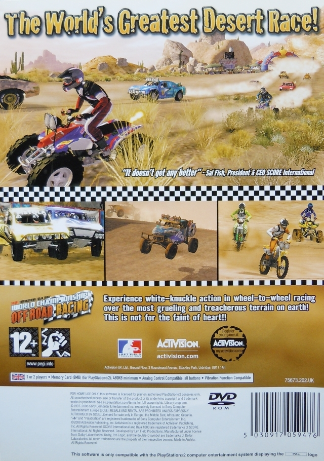 Score International Baja 1000 : World Championship Off Road Racing — Box back