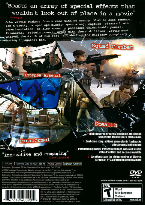 Second Sight — Box back