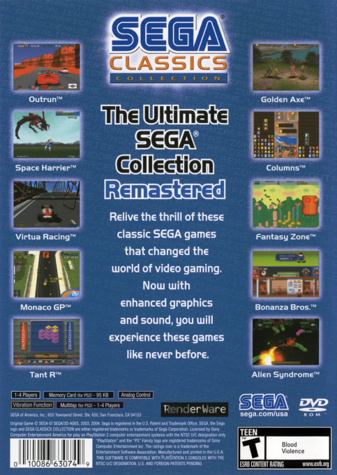 Sega Classics Collection — Box back