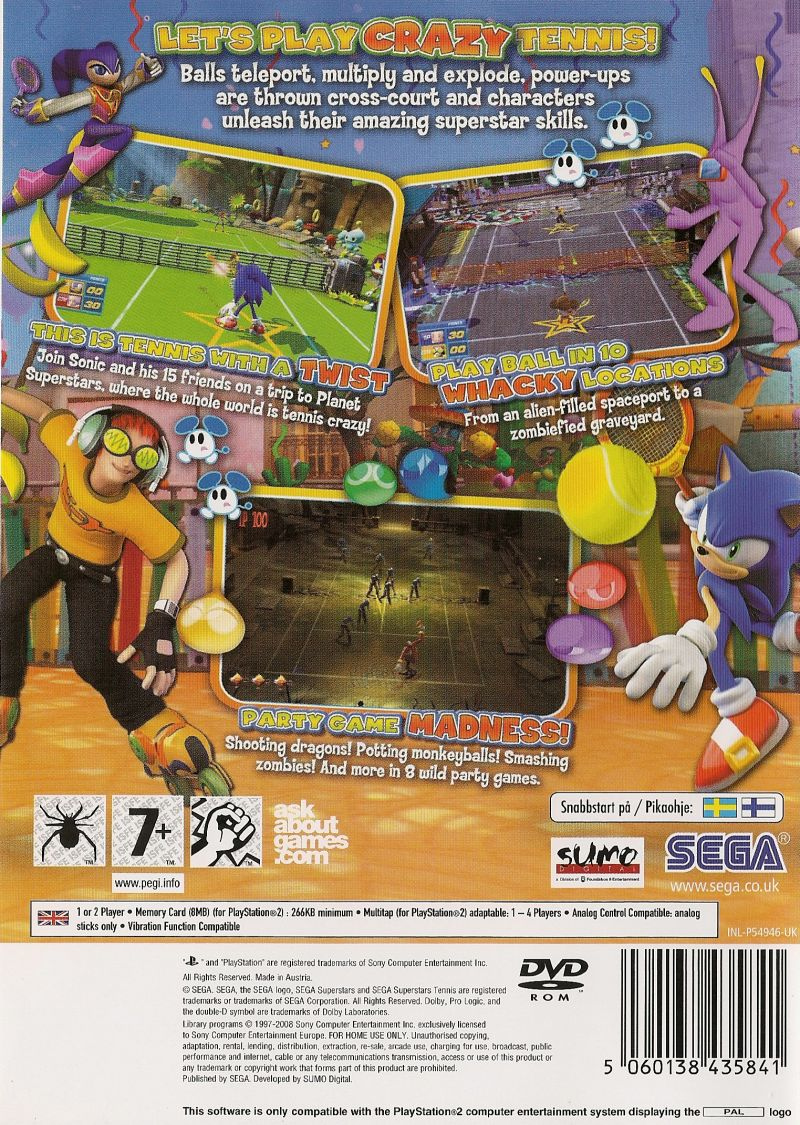 Sega Superstars Tennis — Box back