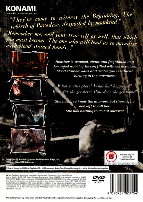 Silent Hill 3 — Box back