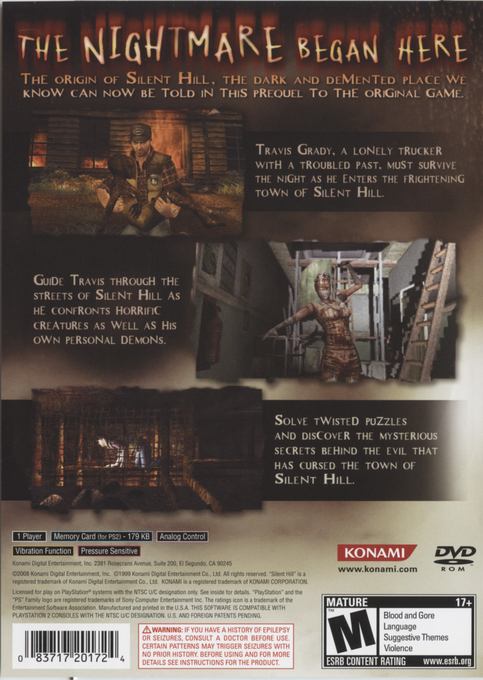 Silent Hill Origins — Box back