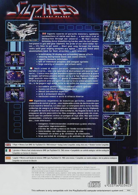 Silpheed : The Lost Planet — Box back