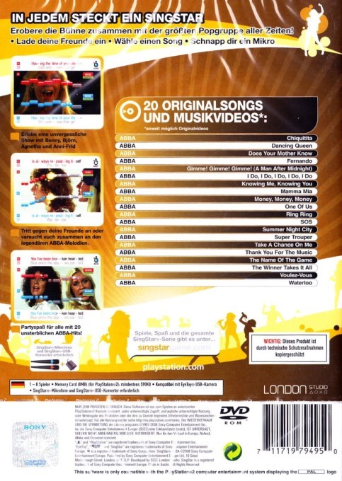 SingStar ABBA — Box back
