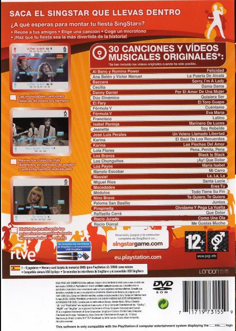 SingStar Clasicos — Box back