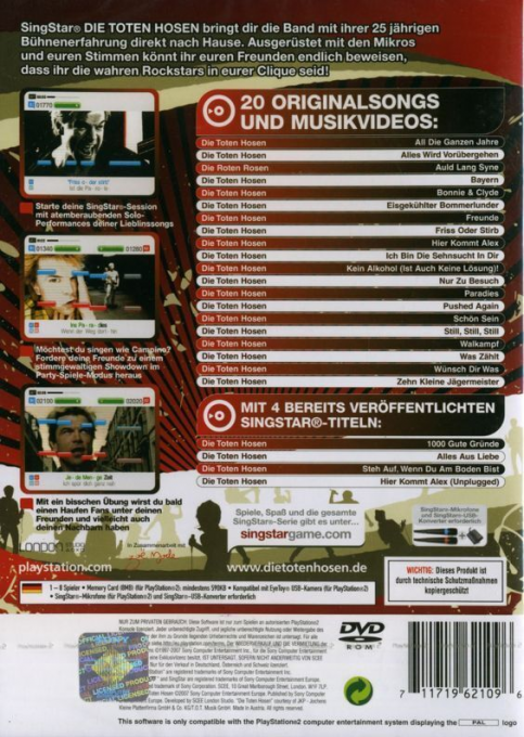SingStar Die groessten Solokuenstler — Box back