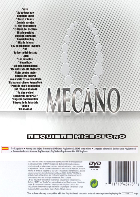 SingStar Mecano — Box back