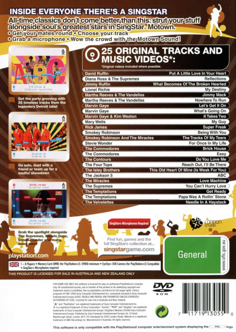 SingStar Motown — Box back