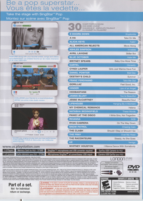 SingStar Pop — Box back