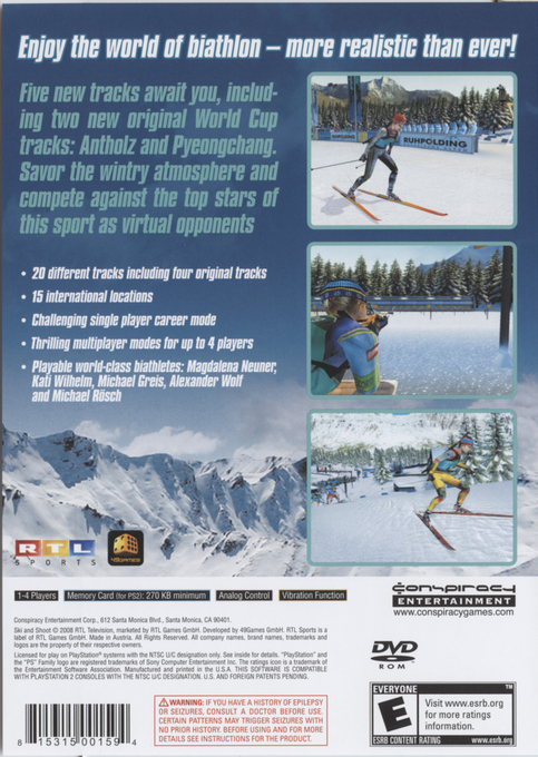 Ski and Shoot — Box back